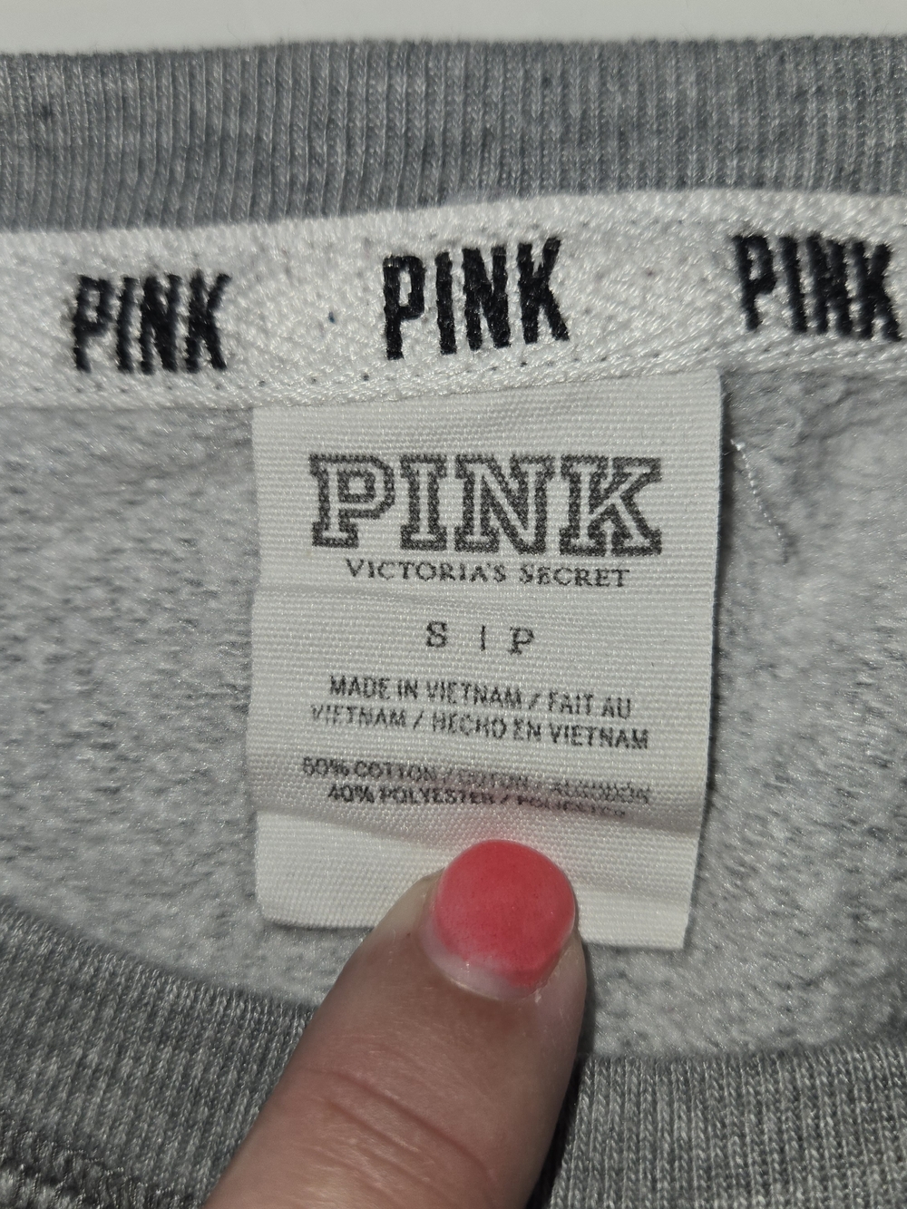 PINK Victoria's Secret Women Small Gray Leopard Animal Print Crewneck Sweatshirt - Picture 3 of 8